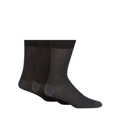 J by Jasper Conran Pack of three black and dark grey pindot socks